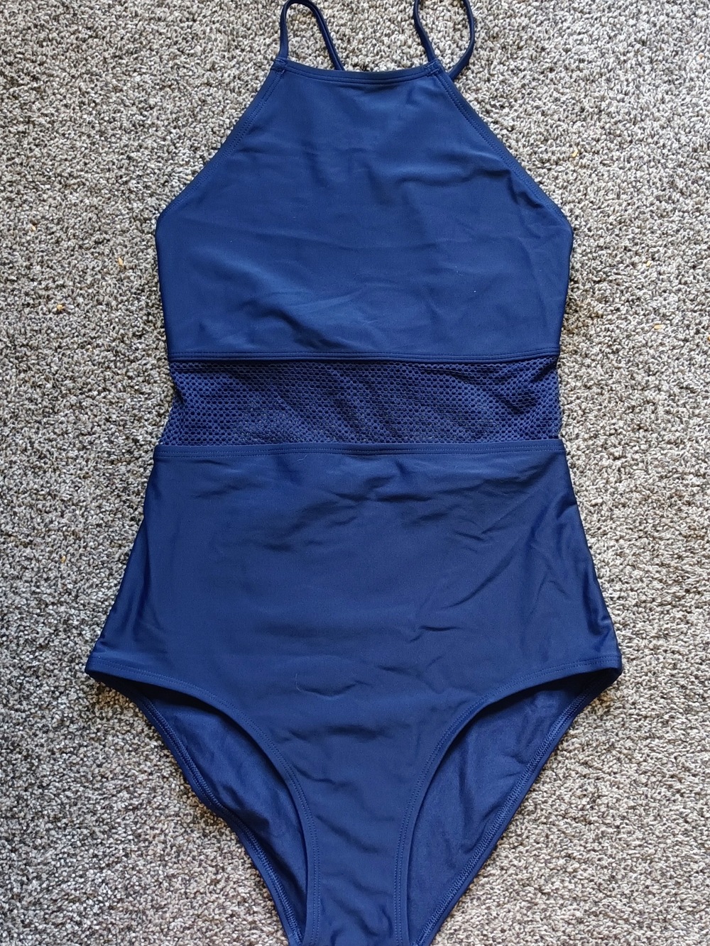Aerie Navy High-Neck One-Piece Swimsuit Size Sm